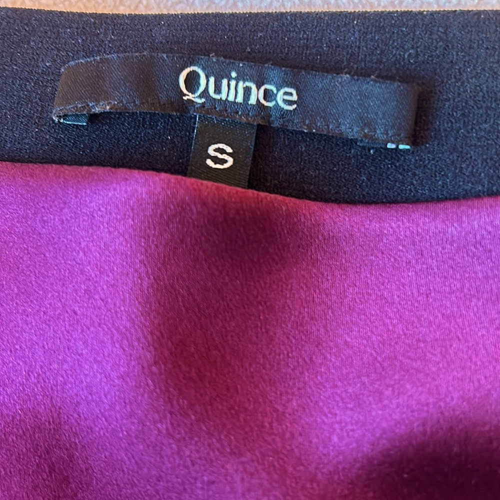QUINCE washable silk skirt in the color eggplant.